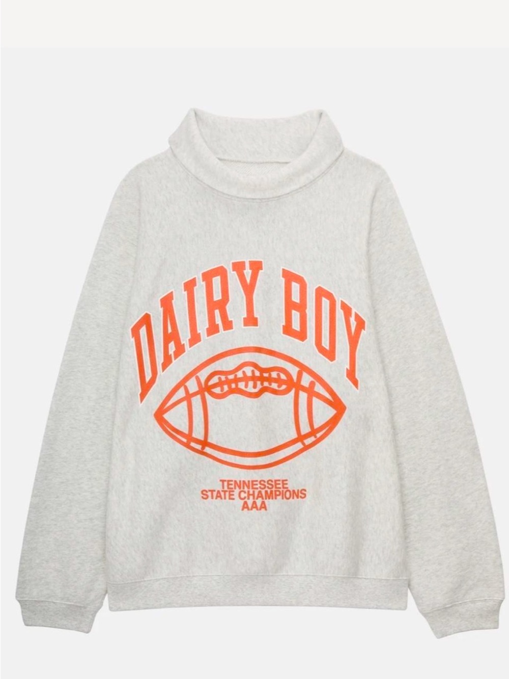 Dairy Boy Graphic Turtleneck Sweatshirt - Light Gray/Orange